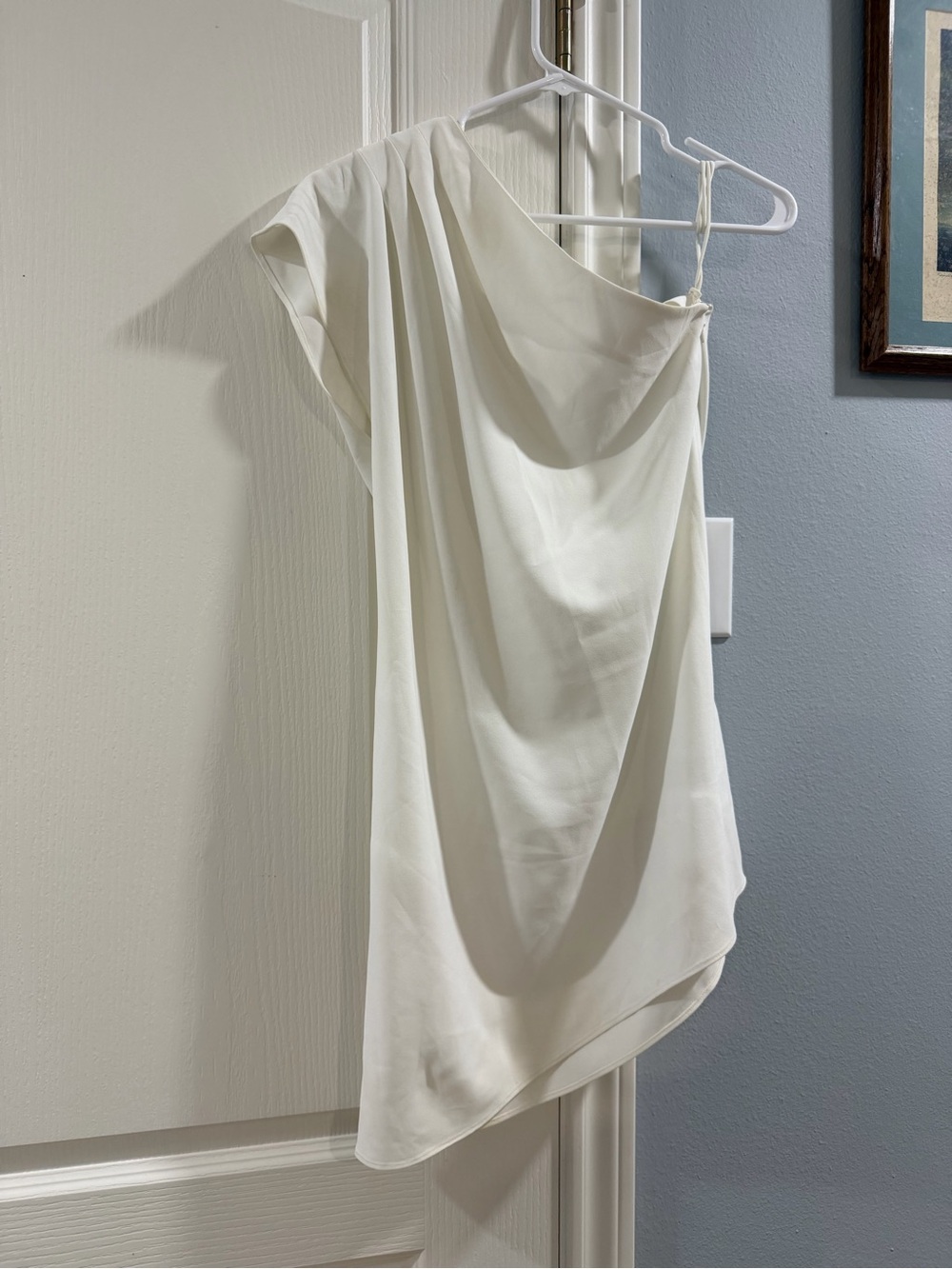 Alice + Olivia One-Shoulder Ivory Draped Asymmetric Dress